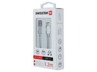 SWISSTEN TEXTILE Dátový kábel, USB-A / USB-C, 1,2 m, strieborný
