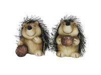 Jesenná stojaca dekorácia keramický ježko s šiškou rôzne druhy, 7,5 cm, 1 ks