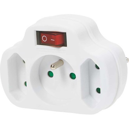 Euro adaptér s viacnásobnou zásuvkou biely s vypínačom