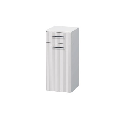 INTEDOOR Nízka skriňa BEE, úchyt chróm, 1 zásuvka, kôš, š. 35cm, biela 3D pruhy