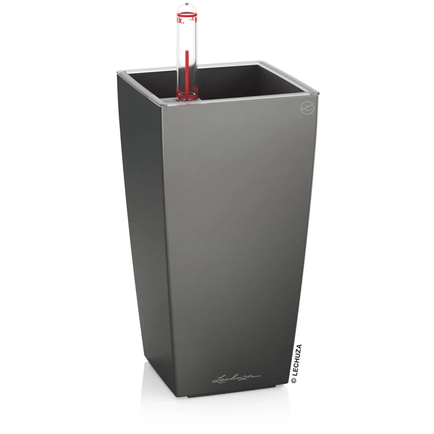 E-shop Lechuza Samozavlažovací kvetináč MINI CUBI antracitová, 9,5 x 9,5 x 18,5 cm