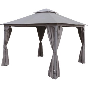 Antracitový oceľový pavilón Caballo 330x330 cm s bočnými panelmi.