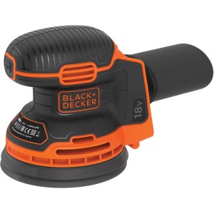 Akumulátorová excentrická brúska Black+Decker BDCROS18N, 18 V, v čiernej a oranžovej farbe. Brúska na drevo, PVC a farby.