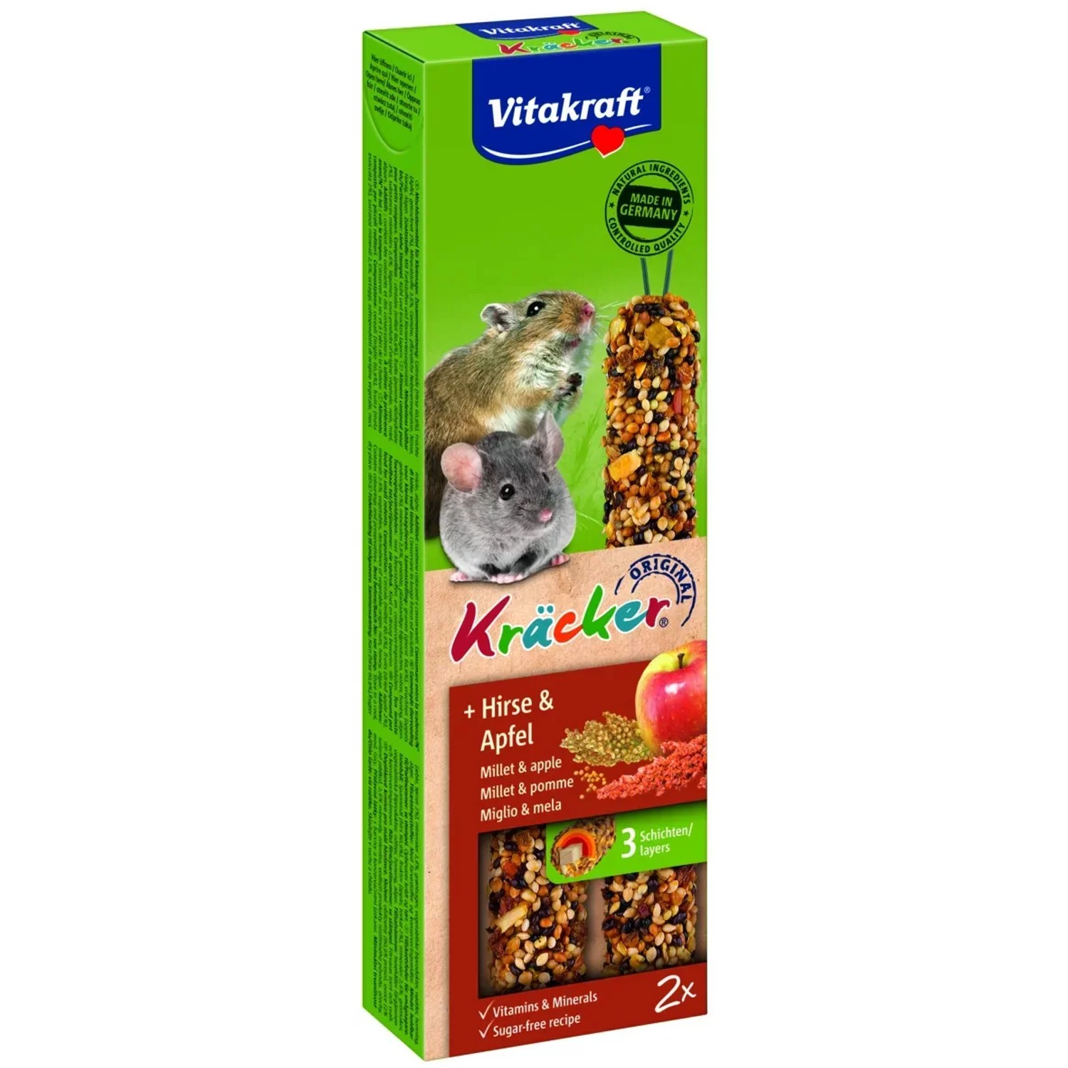 E-shop Vitakraft Doplnkové krmivo pre myši Kräcker jablko a proso 2 ks