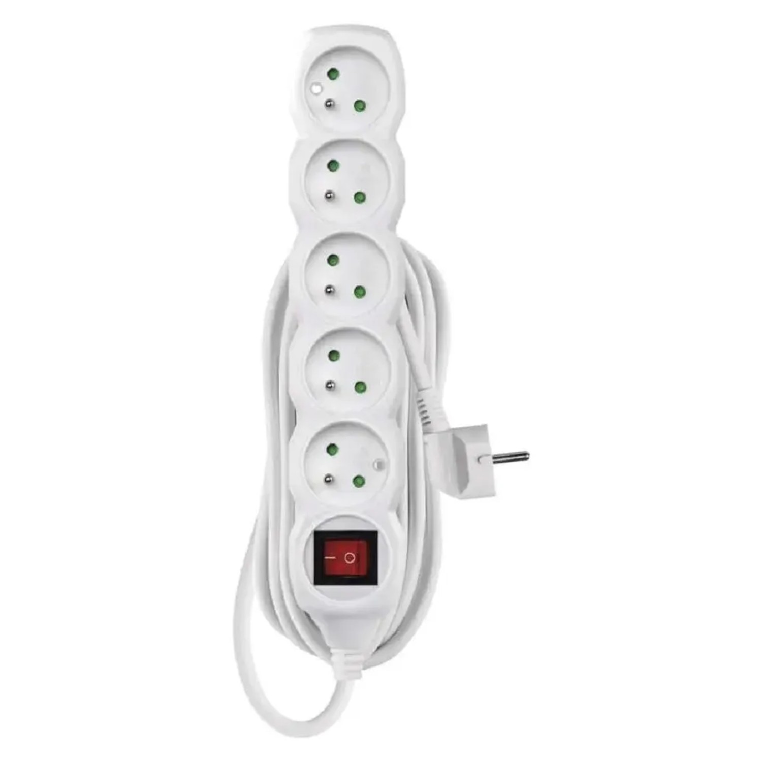 E-shop EMOS Predlžovací kábel s vypínačom biely, 5 zásuviek, max. 10 A/2300 W, 5 m