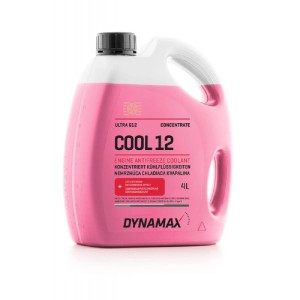 Kanister s ružovou chladiacou kvapalinou Cool 12 od Dynamax, nemrznúca zmes do motora.