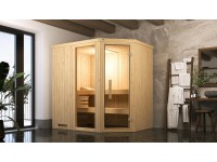 Weka Modulárna rohová sauna Varberg sklenené dvere a okno 194 x 144 x 199