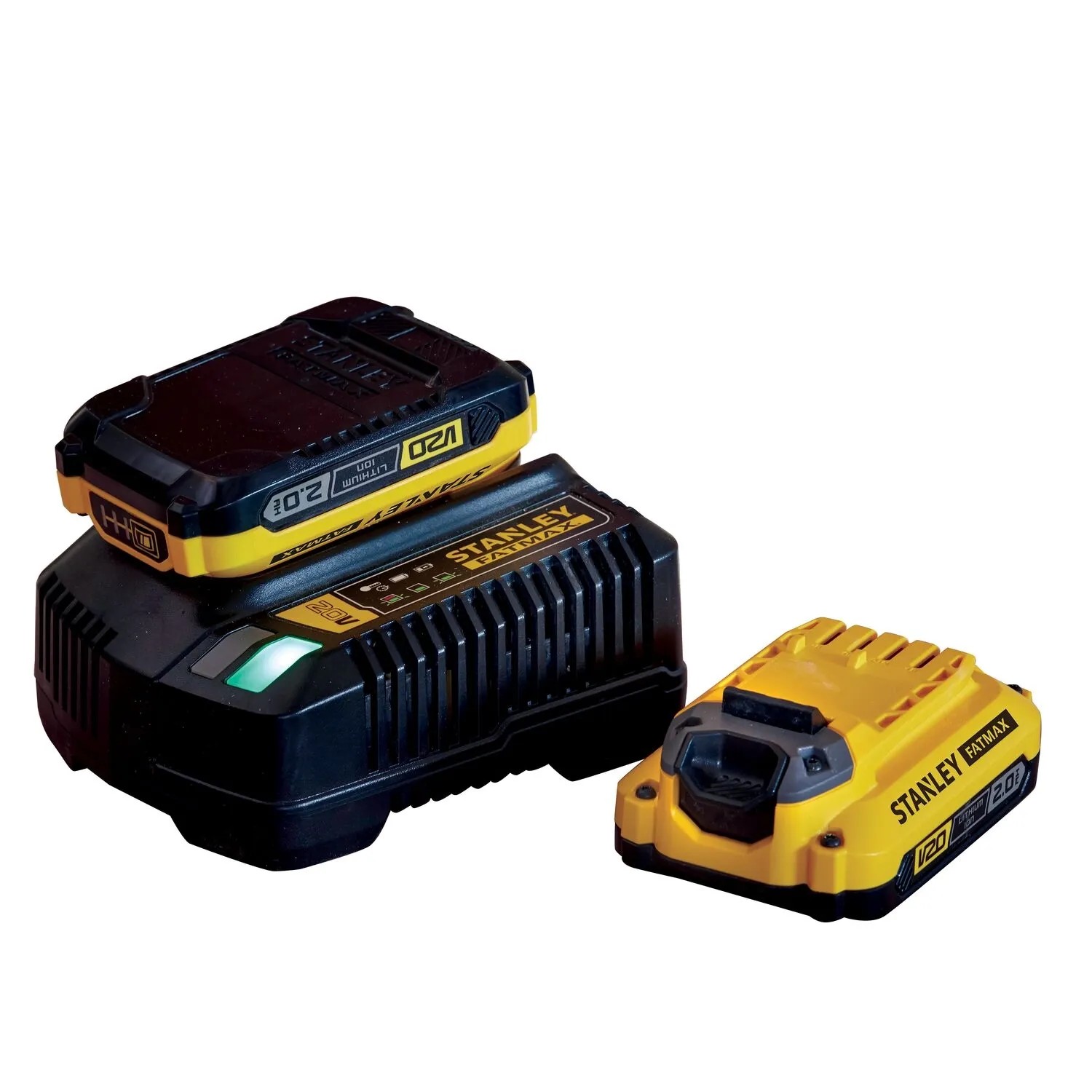E-shop STANLEY FATMAX V20 Štartovacia sada SFMCB12D2-QW 2 x aku 18V 2,0 Ah + nabíječka