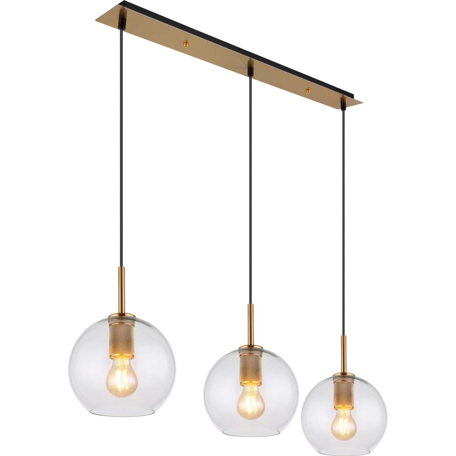 E-shop GLOBO Závesné svietidlo ADARA mosadzná/číra E27 60 W 900 x 200 x 1200 mm