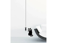 Crearreda Samolepiace dekorácie, mačka s rybou, 2 hárky, 15 x 31 cm