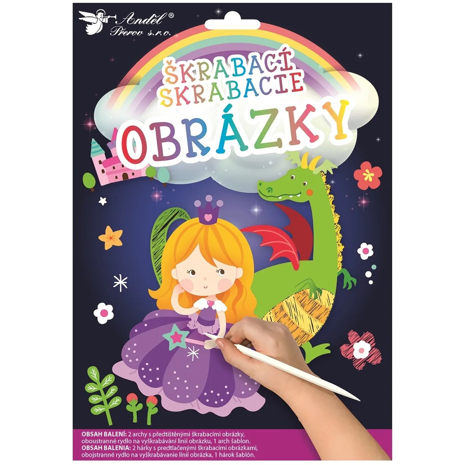 E-shop Anděl Přerov Škrabacie obrázky princezná, 2 hárky 16,5 x 21 cm
