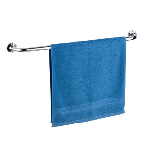 Wenko Basic držiak na uteráky, lesklá nehrdzavejúca oceľ s modrým uterákom, 80 cm
