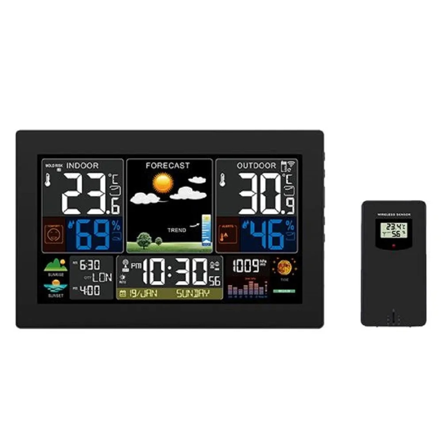 E-shop SOLIGHT Meteostanica TE81XL, LCD displej, teplota/vlhkosť, tlak, RCC, čierna