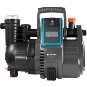 Gardena smart Automatický domáci a záhradný systém 5000/5: Sivé záhradné čerpadlo s rukoväťou a digitálnym ovládaním.