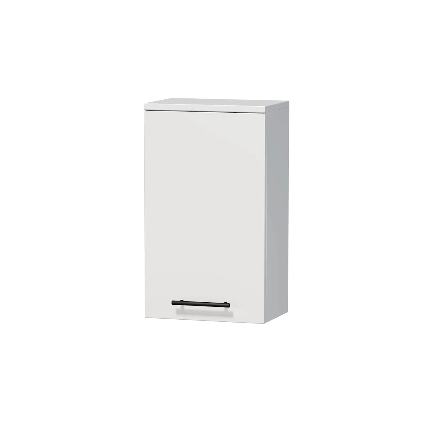 E-shop INTEDOOR Horná závesná skriňa BEE ľavá, úchyt čierny, š. 35 cm, biela lesk