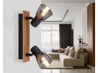 GLOBO 2bodové svietidlo CLAUDE čierna/hnedá E14 40 W 250 x 70 x 155 mm