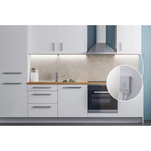 MaxLED 500 Comfort kuchynská LED sada s dotykovým stmievačom, 1,8 m, strieborná, pre montáž pod skrinku.
