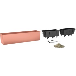 Lechuza Balconera Color 80 koralovo červený kvetináč, šírka 79 cm, so zavlažovacím systémom a príslušenstvom.