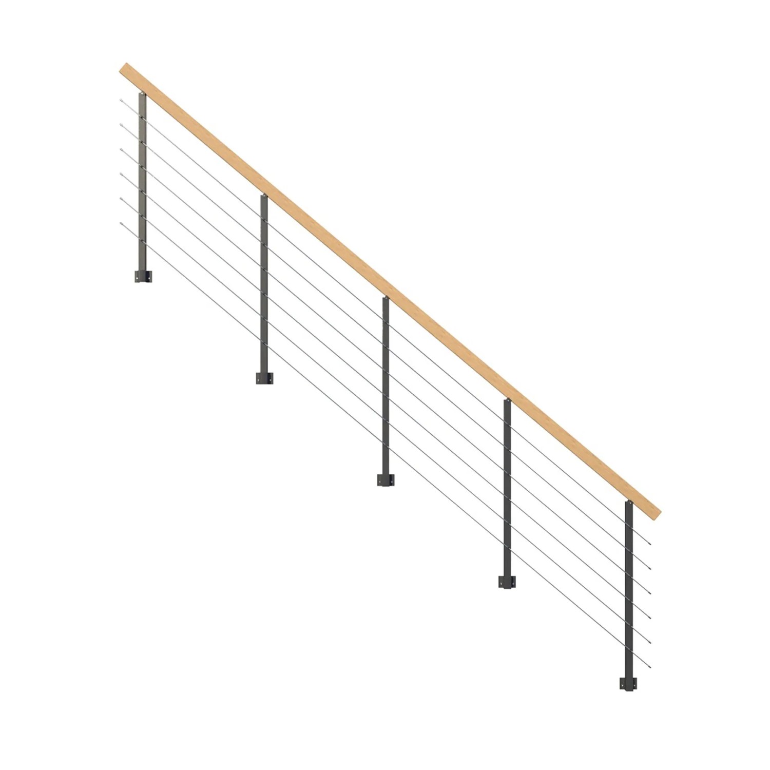 E-shop StarWood Kovové zábradlie Kos s hranatým dubovým madlom/antracit 275 cm