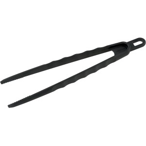 Čierne kliešte na steaky Fackelmann, 29 cm, plastové, na grilovanie.