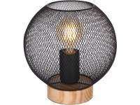GLOBO Stolná lampa PABLO, E27, matne čierna/prírodná, pr. 20 x 20 cm