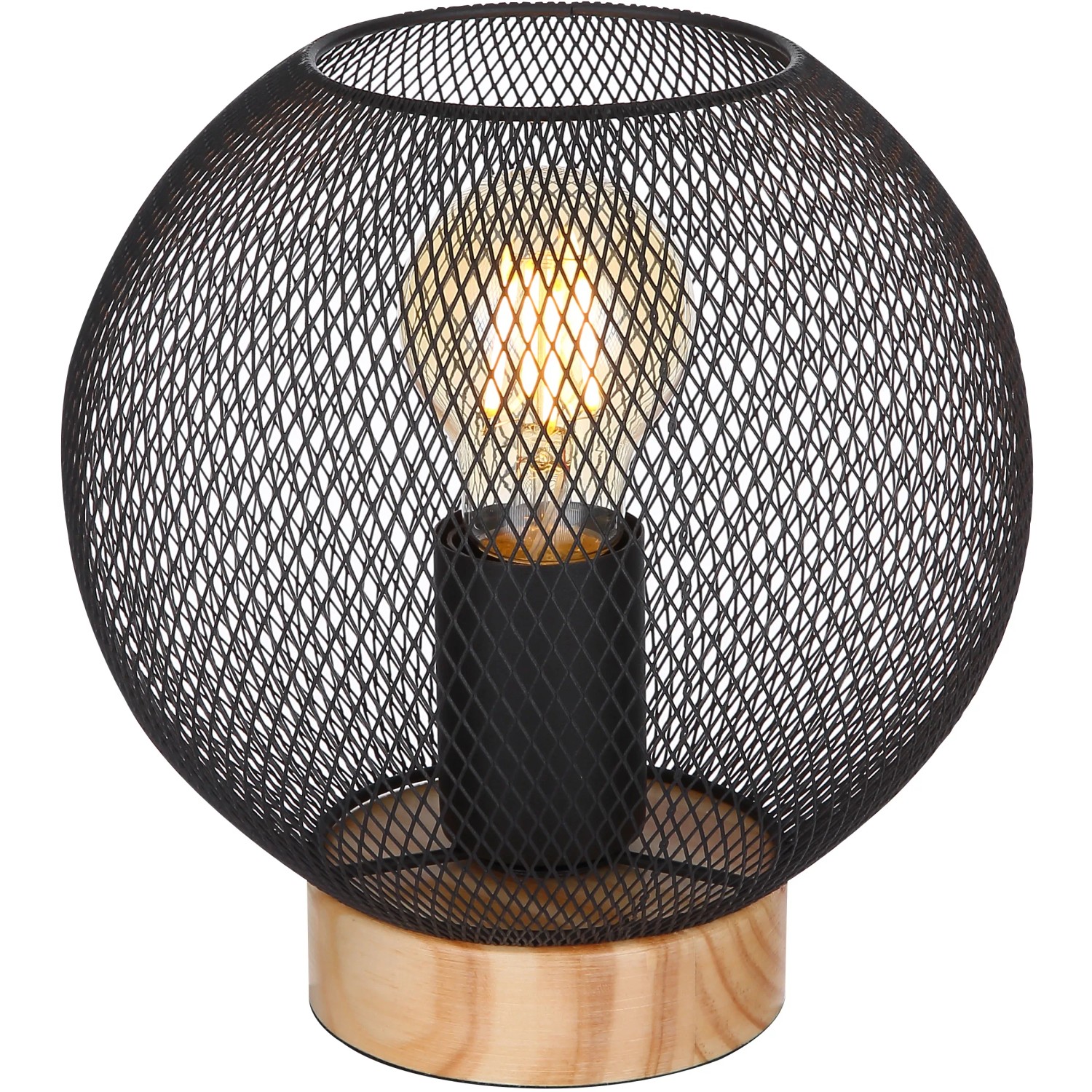 E-shop GLOBO Stolná lampa PABLO, E27, matne čierna/prírodná, pr. 20 x 20 cm