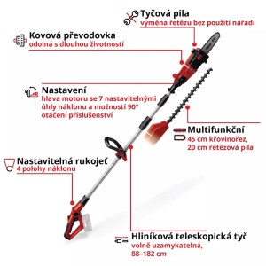Einhell Power X-Change GE-HC 18 Li T Solo: Akumulátorový multifunkčný nástroj s nadstavcom na živý plot a reťazovou pílou.
