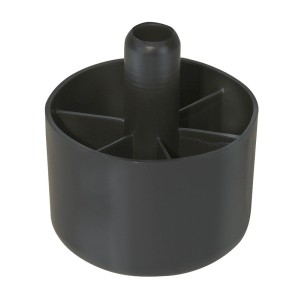 Čierny nábytkový klzák Hettich, Ø 50 mm, z plastu pre nábytok a ochranu povrchu.