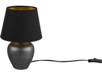 Stolové svietidlo Abby 1xE14 antický nikel látkové tienidlo čierno-zlaté