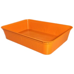 Oranžový OBI Bring-Back Box, 38x28x8 cm, na skladovanie a prepravu, stohovateľný.