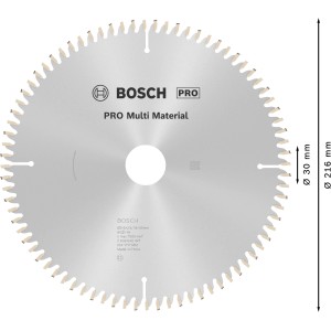 Kotúčová píla Bosch Multi Material, priemer 216 mm, pre presné rezy do rôznych materiálov.