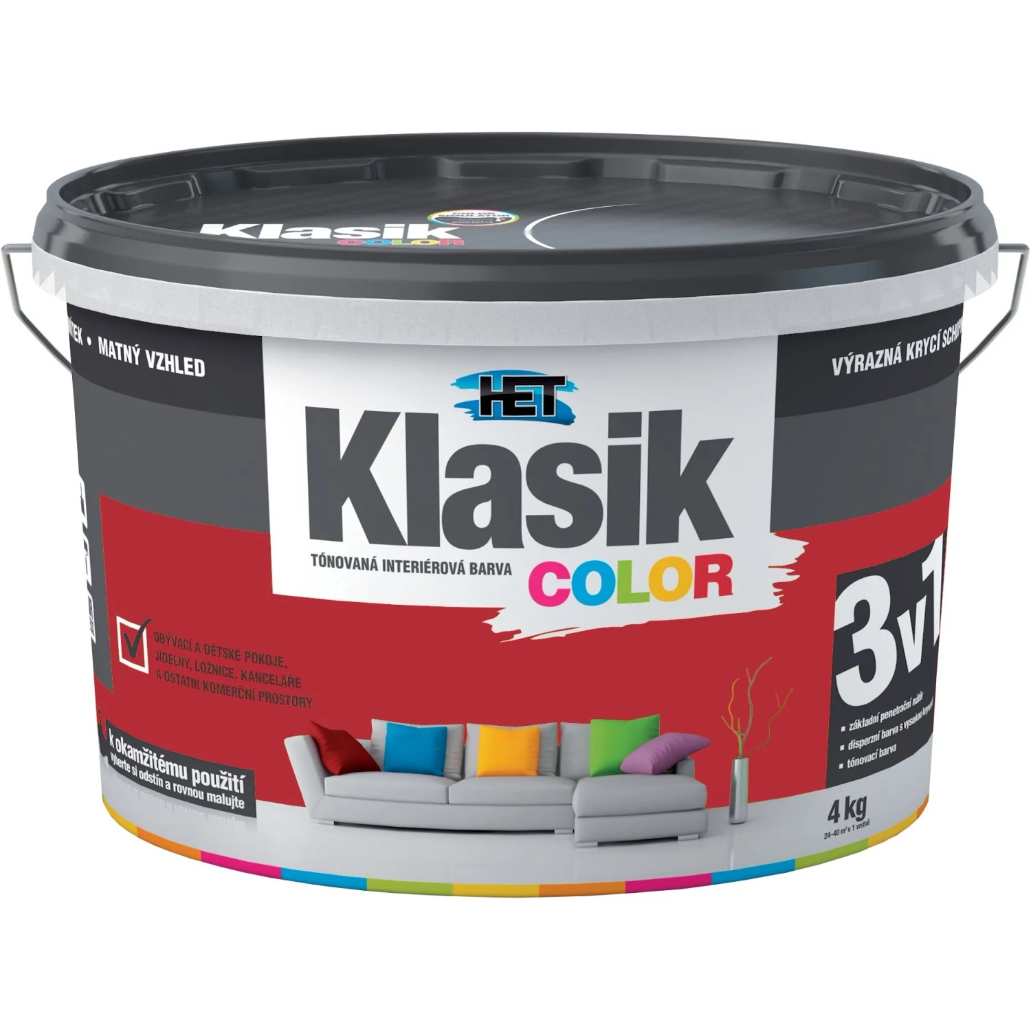 E-shop HET Klasik COLOR Tónovaná interiérová farba KC 0897 vínová, 4 kg