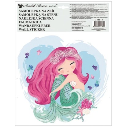 Anjel Přerov Samolepka na stenu farebná Morská panna 30 x 42 cm