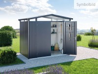 Biohort Plechový domček Panorama P1 stand. dvr., tm.sivá, 273 x 158 x 227 cm