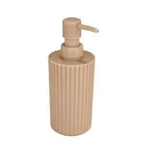 Béžový dávkovač mydla Allstar Minas z plastu s rebrovanou štruktúrou a objemom 280 ml.