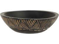 Koopman Miska z tmavého mangového dreva s reliéfom, pr. 24 x 7 cm