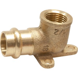 Lisovaná stenová doska z červeného bronzu, 18 mm x 18,6 mm (Rp 1/2), pre inštaláciu medených rúrok.