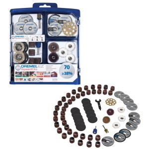 Dremel EZ SpeedClic súprava príslušenstva SC725, 70 dielov pre minináradie. Kotúče, pásy na rezanie, brúsenie, leštenie v kufríku.