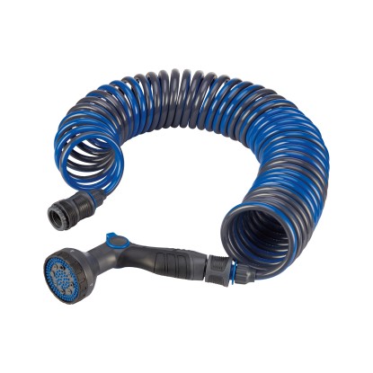 LUX-TOOLS Súprava záhradnej sprchy so špirálovou hadicou, 5 prúdov