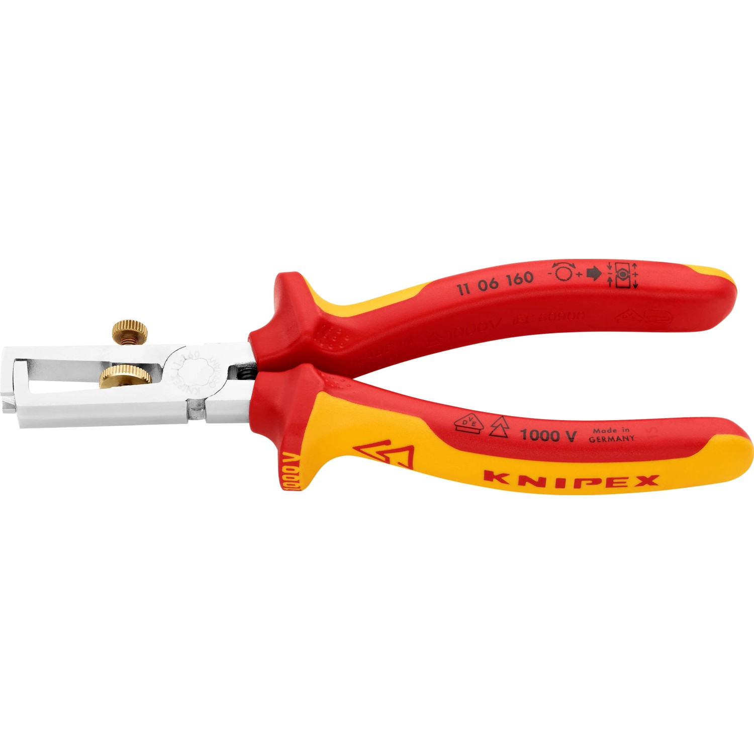 E-shop Knipex Odizolovacie kliešte s otváracou pružinou, chróm, viaczl.návl. VDE 160 mm