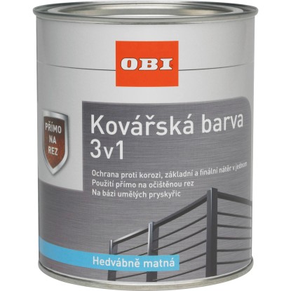 OBI Kováčska farba 3v1 hodvábne matná striebristo sivá 375 ml