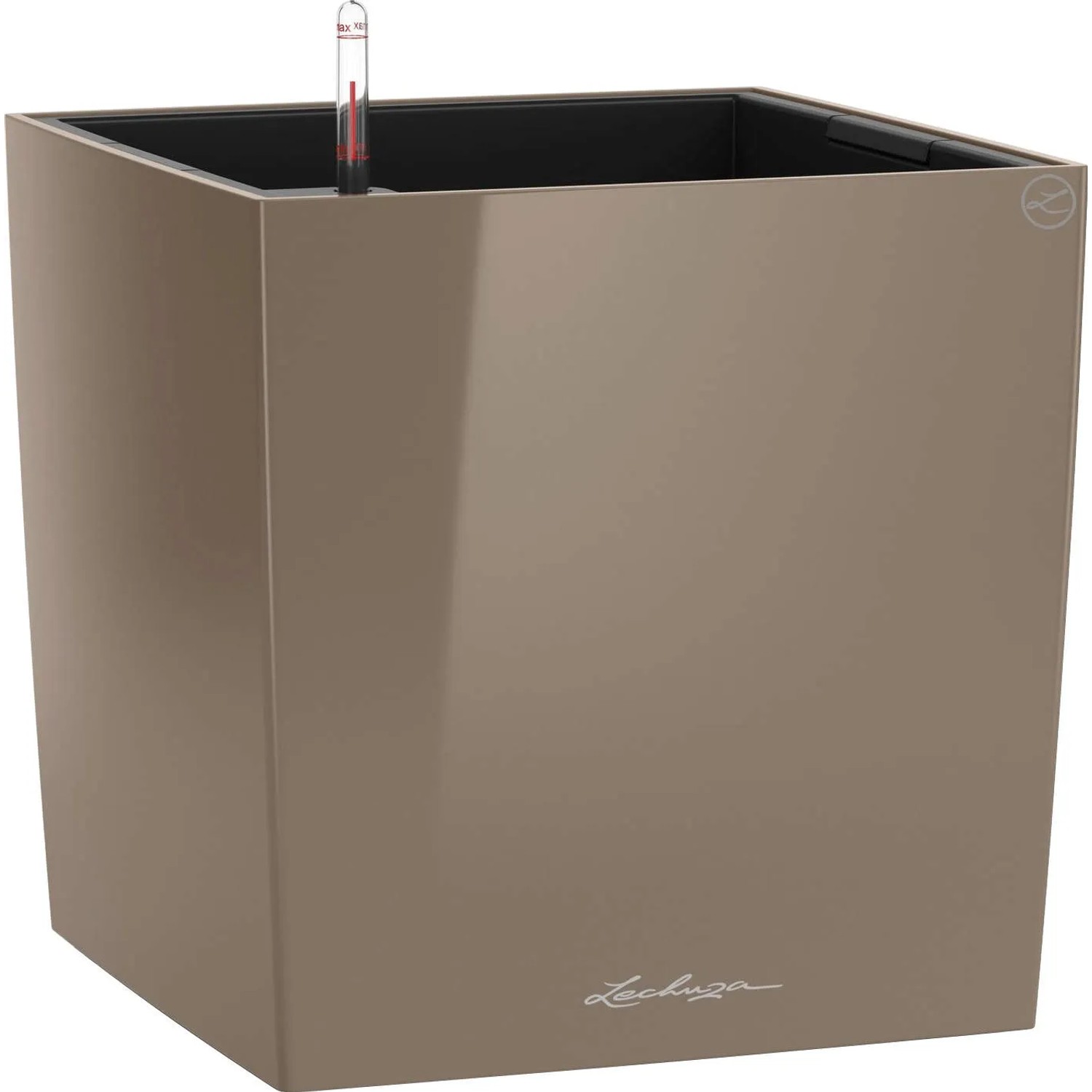 E-shop Lechuza Kvetináč Cube Premium 50, sivohnedá vysoko lesklá, 50 x 50 x 50 cm