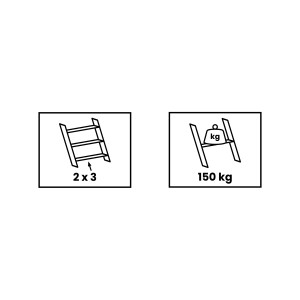 Symbolický obrázok: Rebrík s 2x3 priečkami a max. nosnosťou 150 kg.