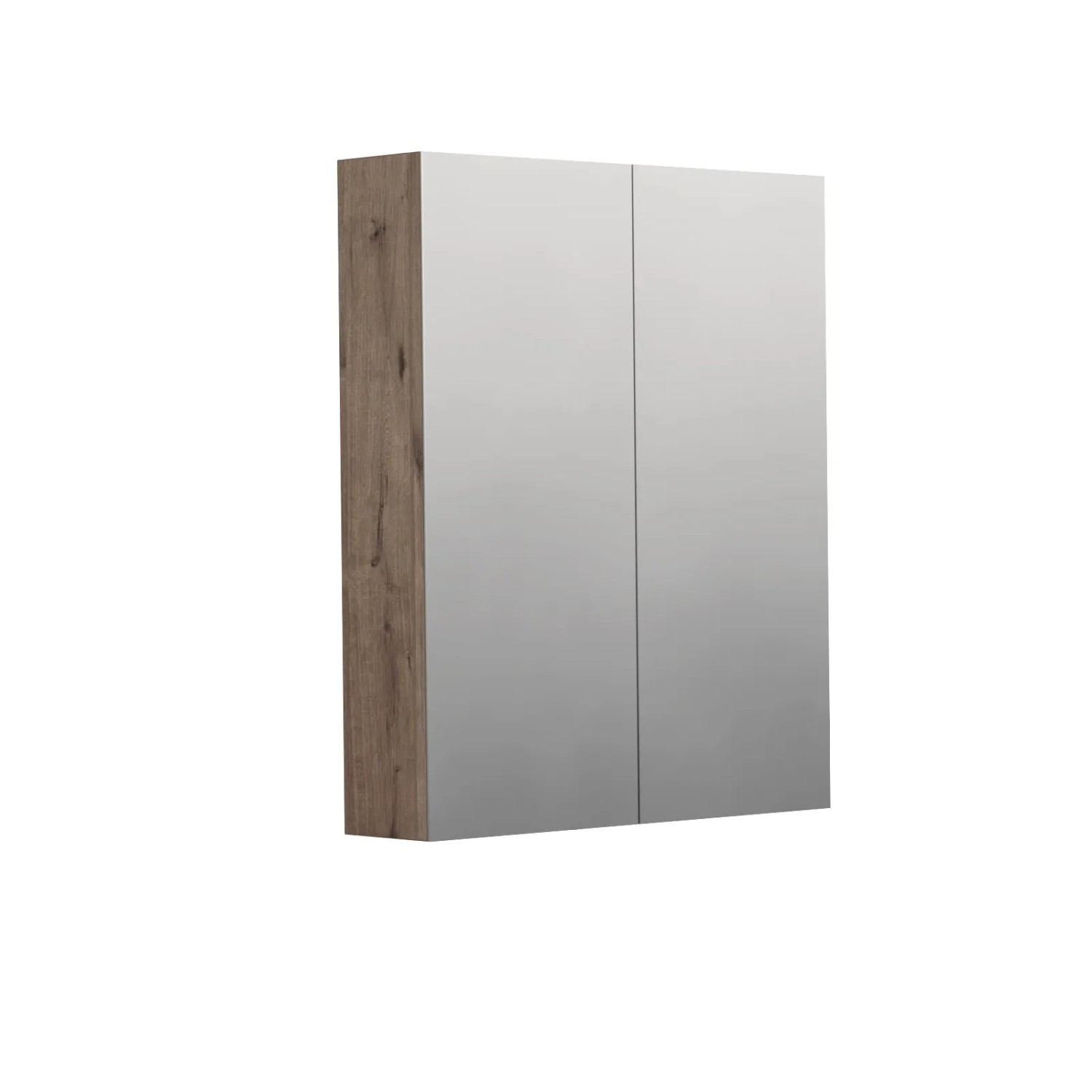 E-shop INTEDOOR Zrkadlová skriňa BEE, 2 dvere, el.zásuvka, IP44, š.60cm, dub Wellington
