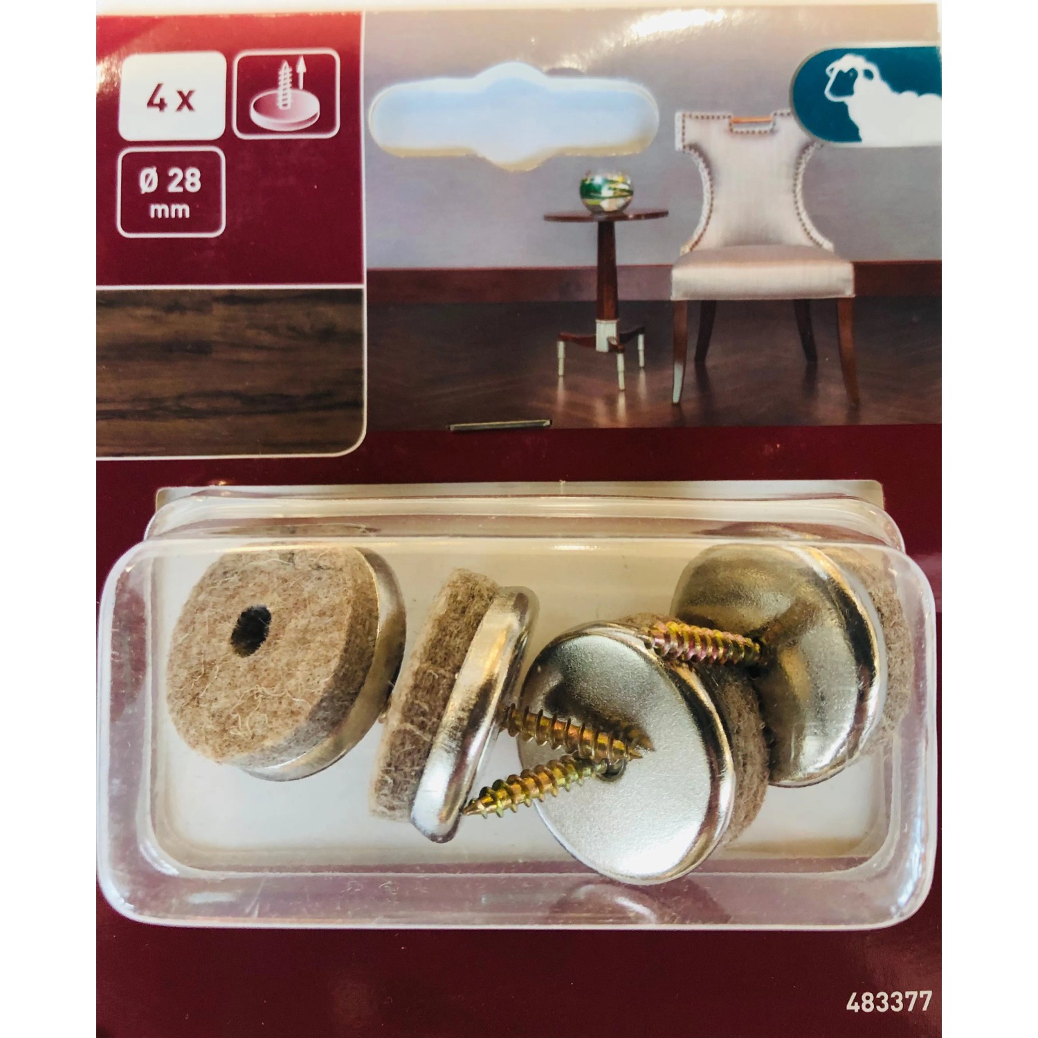 E-shop OBI Parketové podložky so skrutkou pr. 28 mm, 4 ks