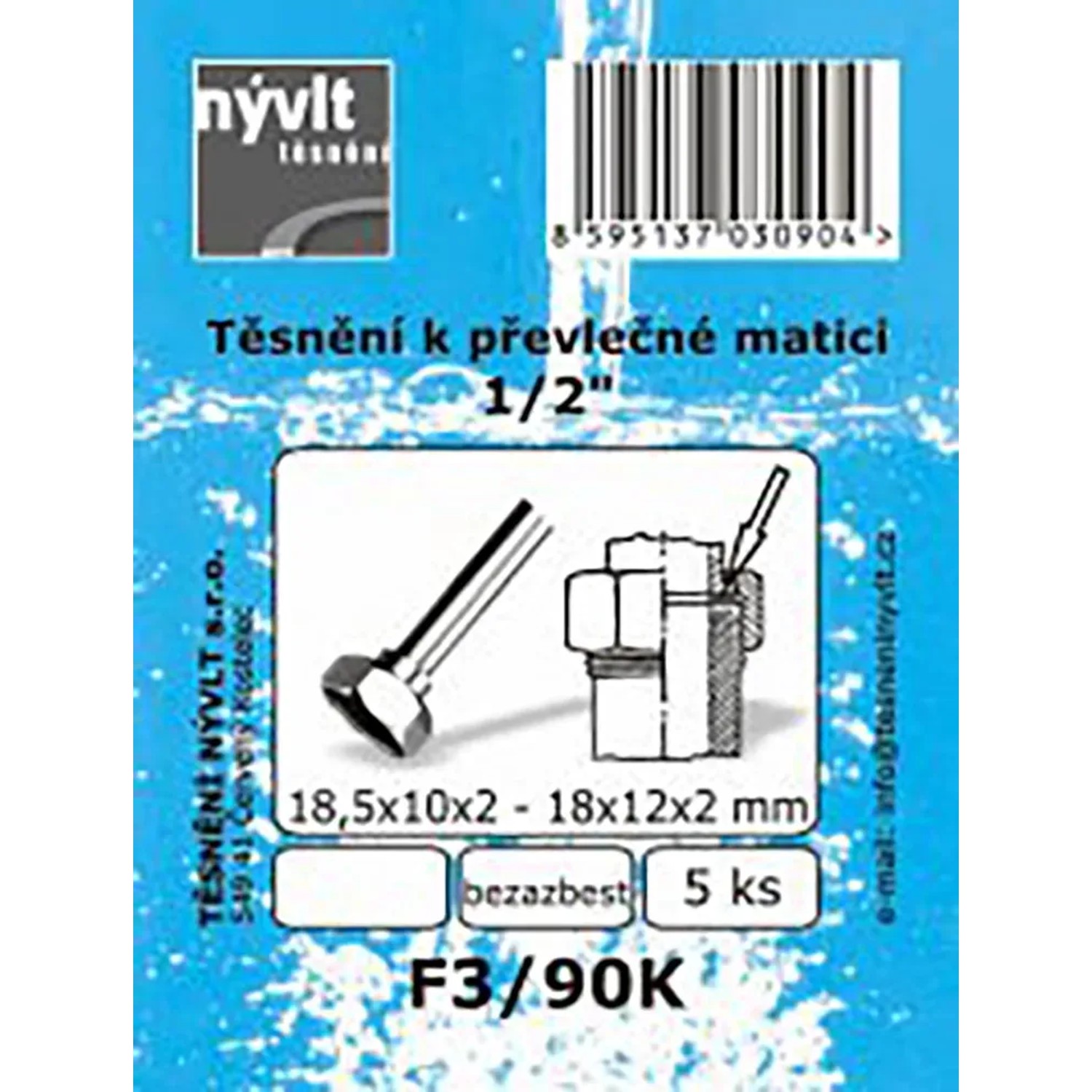 E-shop Súprava tesnení do prezlečenej matice 1/2 bezazbest, 5 ks