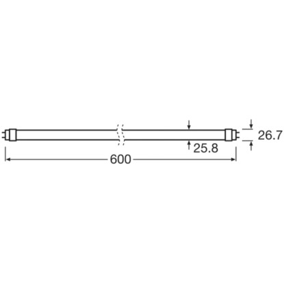 Diagram Osram LED žiarivky G13 trubice s rozmermi.
