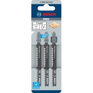 Pílové listy Bosch T 144 DP, balenie 3 ks pre presné rezy do dreva.