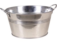 Pozinkovaná vanička s dvoma uchami strieborná, 19,5 x 19,5 x 10,3 cm