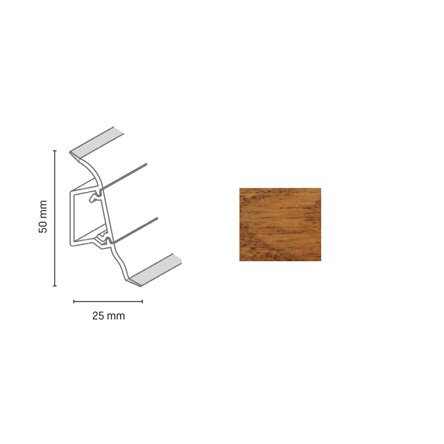 E-shop Döllken Profiles Lišta SLK 50 2148 orech authentic 50 x 25 x 2500 mm